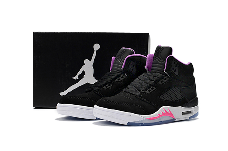2018 Kids Jordan 5 Black Pink Shoes